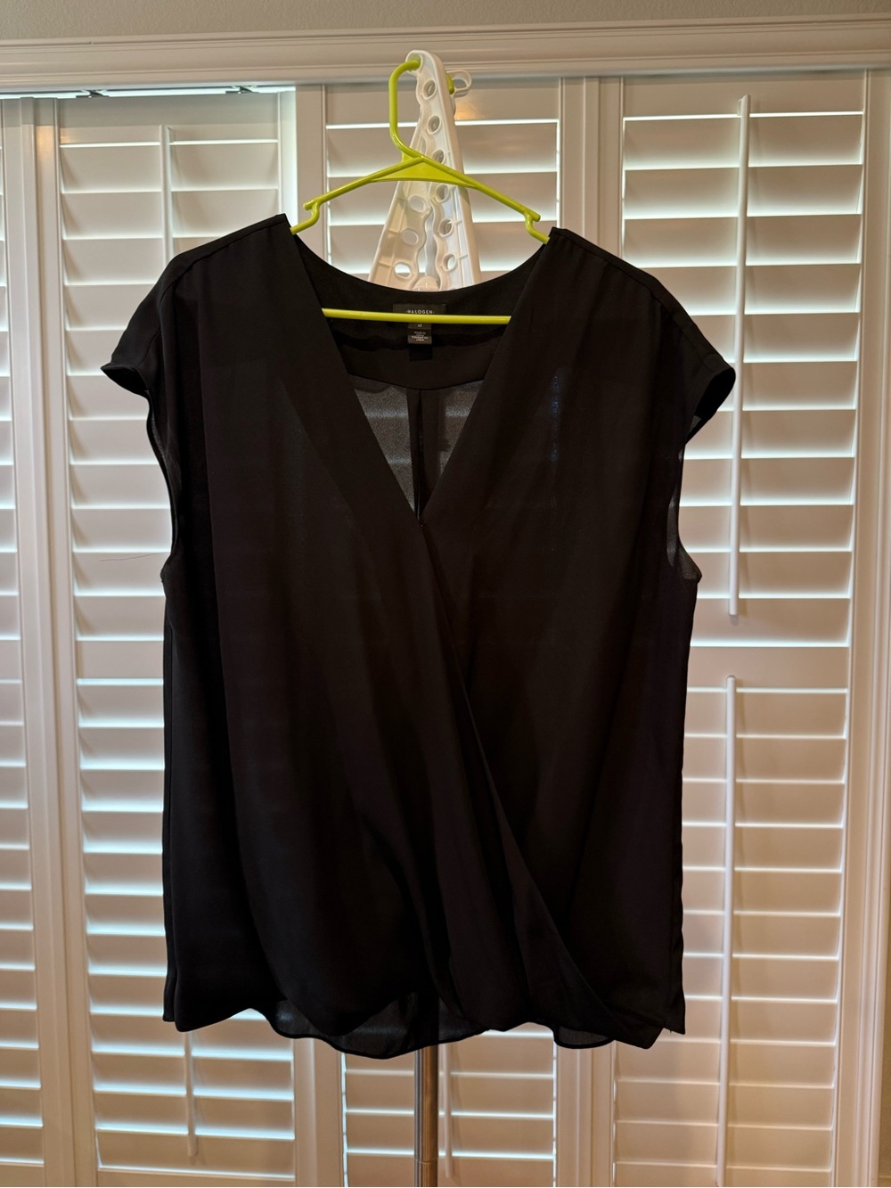 Halogen Black Faux Wrap Chiffon Blouse XL Nordstrom